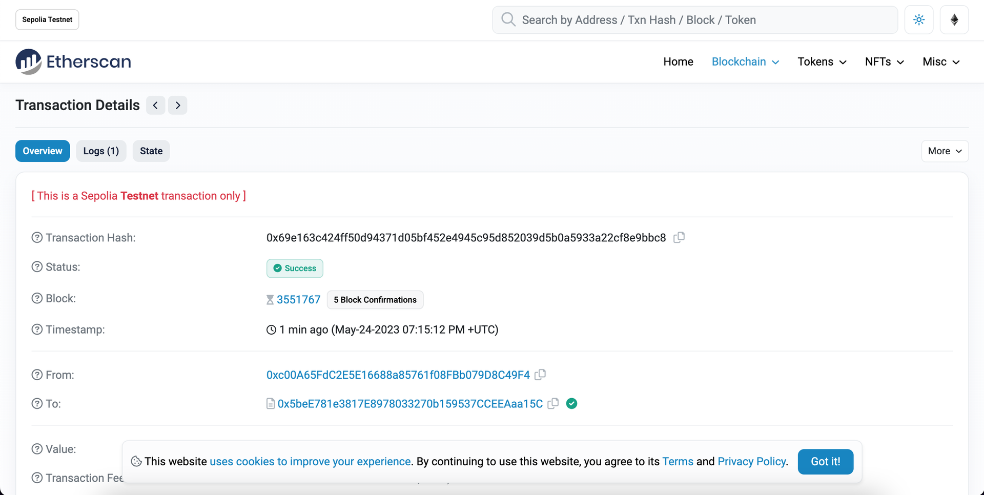 View your contract address on Etherscan